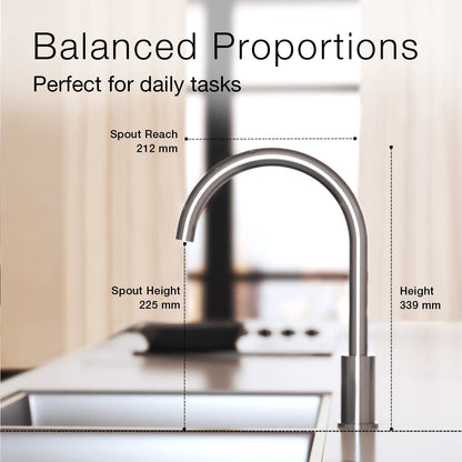 Kohler  Atom Kitchen Mixer Faucet – Single Handle Hot & Cold Kitchen Sink Tap with 360° Swivel Spout, Water Saving Aerated Flow & Modern Deck Mounted Design