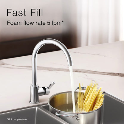 Kohler  Atom Kitchen Mixer Faucet – Single Handle Hot & Cold Kitchen Sink Tap with 360° Swivel Spout, Water Saving Aerated Flow & Modern Deck Mounted Design