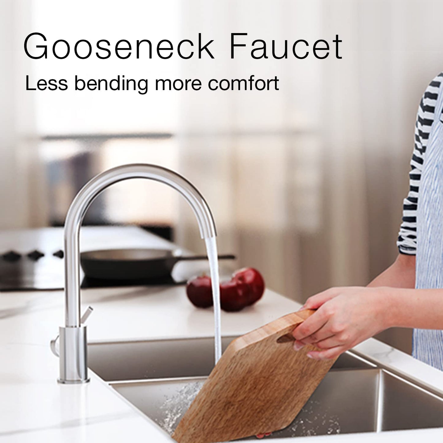 Kohler  Atom Kitchen Mixer Faucet – Single Handle Hot & Cold Kitchen Sink Tap with 360° Swivel Spout, Water Saving Aerated Flow & Modern Deck Mounted Design