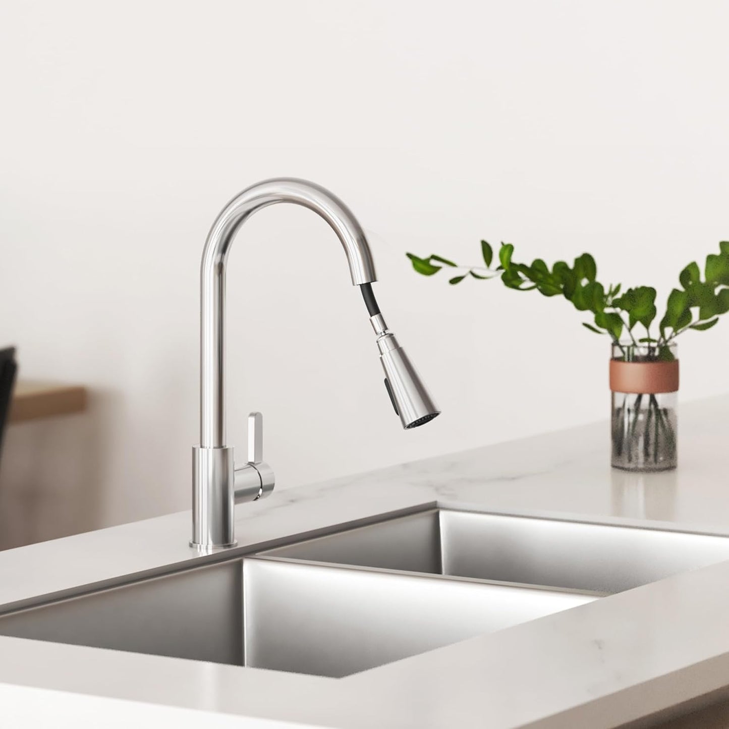 Atom Pull Down Kitchen Sink Faucet – 360°  KOHLER Swivel Kitchen Mixer Tap with Dual Spray Modes, Pull Down Spout & Premium Chrome Finish