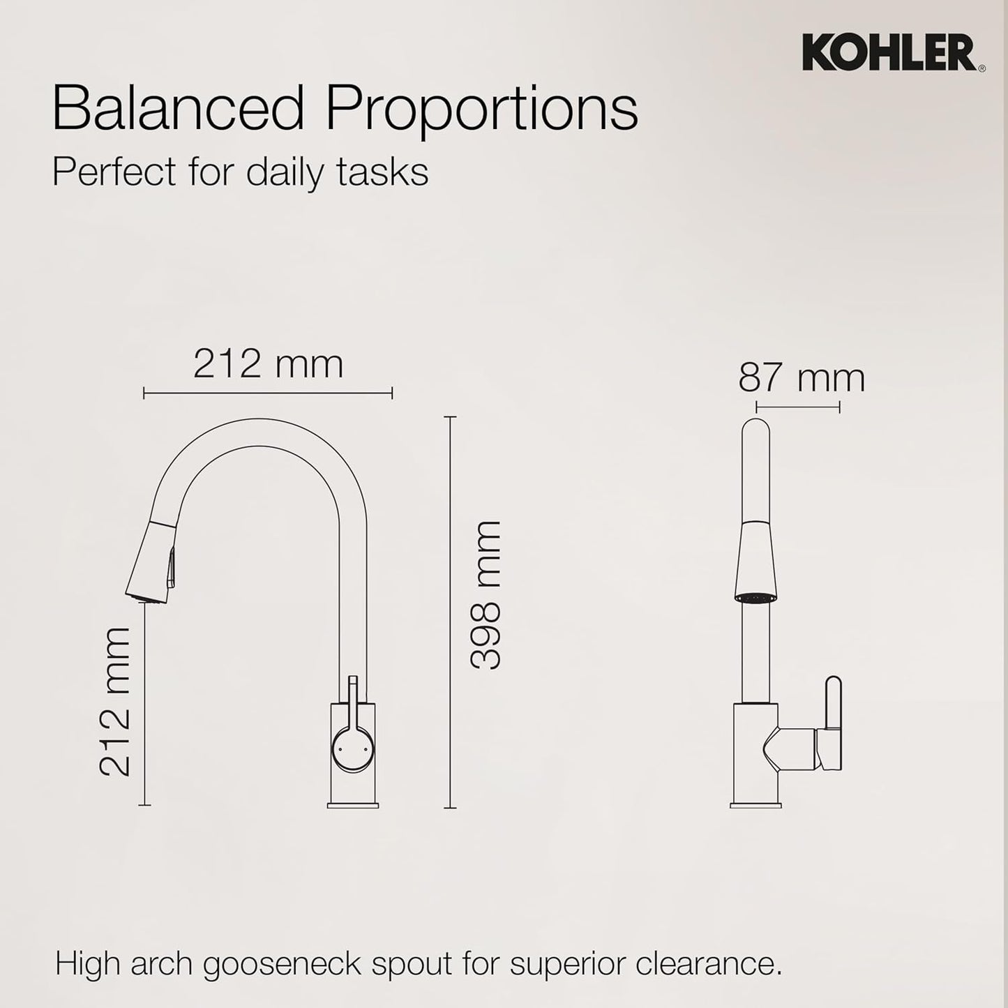 Atom Pull Down Kitchen Sink Faucet – 360°  KOHLER Swivel Kitchen Mixer Tap with Dual Spray Modes, Pull Down Spout & Premium Chrome Finish