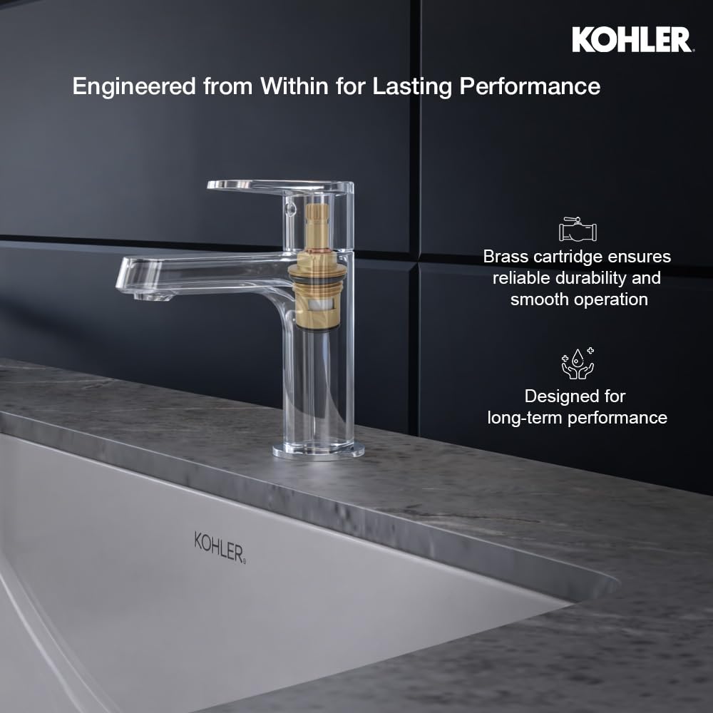KOHLER Beam Pillar Wash Basin Tap for Bathroom Sink | Premium Chrome Finish Brass Faucet with Smooth Single Lever | Luxury Bathroom Basin Mixer Tap 26042IN-4-CP