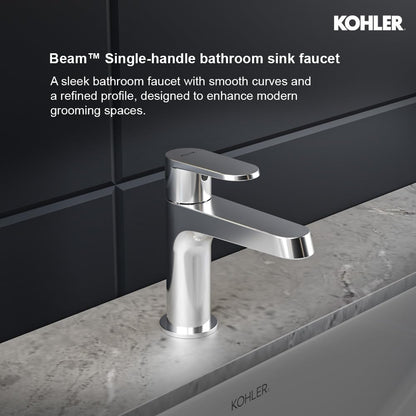 KOHLER Beam Pillar Wash Basin Tap for Bathroom Sink | Premium Chrome Finish Brass Faucet with Smooth Single Lever | Luxury Bathroom Basin Mixer Tap 26042IN-4-CP