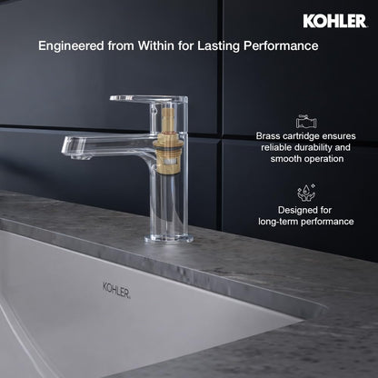 KOHLER Beam Pillar Wash Basin Tap for Bathroom Sink | Premium Chrome Finish Brass Faucet with Smooth Single Lever | Luxury Bathroom Basin Mixer Tap 26042IN-4-CP