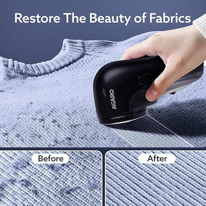 AGARO Rechargeable Lint Remover 2417 | Electric Fabric Shaver with Stainless Steel Blades | Portable Fuzz & Bobble Remover for Sweaters, Coats, Blankets, Jackets & Carpets