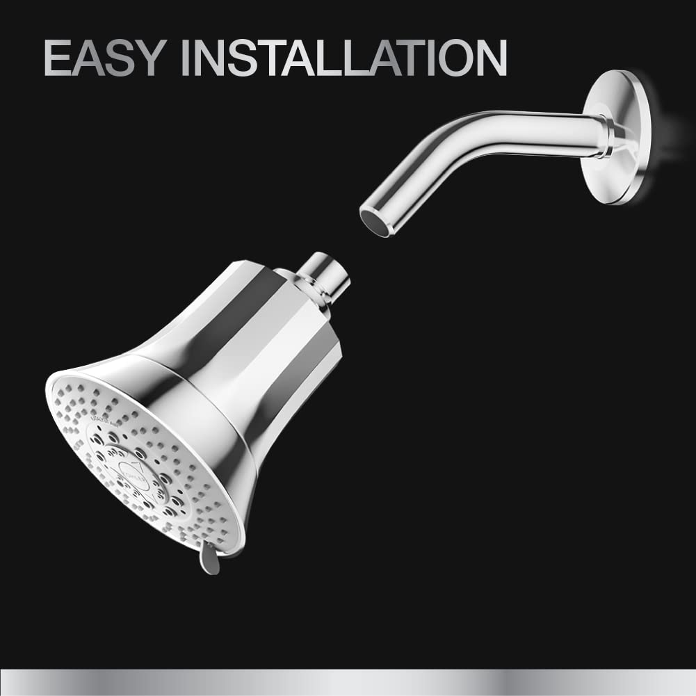 Kohler Rain Duet Filter Shower Head with Water Purifier Cartridge – 5 Spray Multifunction Overhead Shower for Hard Water | Chrome Finish