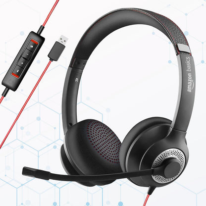 🎧 Amazon Basics Pro Series USB Wired Headset with Mic | 40mm Driver | Noise Cancelling Mic | In-Line Control for PC/Laptop | Buy 1 Get 1 FREE 🔥