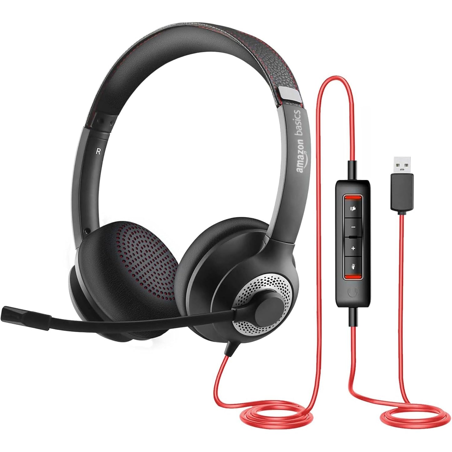🎧 Amazon Basics Pro Series USB Wired Headset with Mic | 40mm Driver | Noise Cancelling Mic | In-Line Control for PC/Laptop | Buy 1 Get 1 FREE 🔥