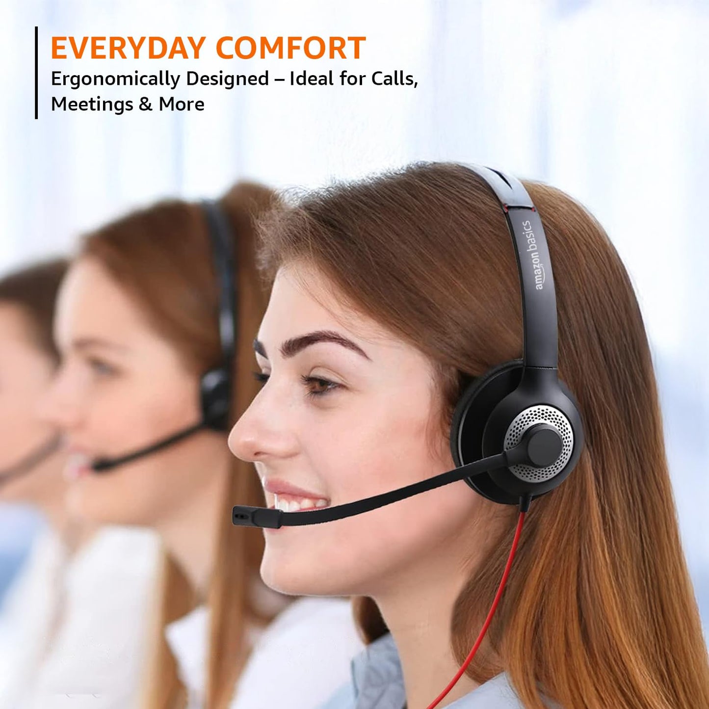 🎧 Amazon Basics Pro Series USB Wired Headset with Mic | 40mm Driver | Noise Cancelling Mic | In-Line Control for PC/Laptop | Buy 1 Get 1 FREE 🔥