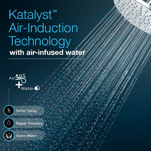 Kohler Rain Duet Ceiling Mount Shower Head – Round Overhead Rain Shower with Katalyst Air-Induction Technology & Adjustable Spray