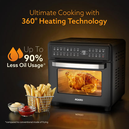 AGARO Regal Plus 23L Digital Air Fryer Oven | 1800W Rotisserie Convection Oven | 16 Preset Programs | FREE Wall Fan Worth ₹999