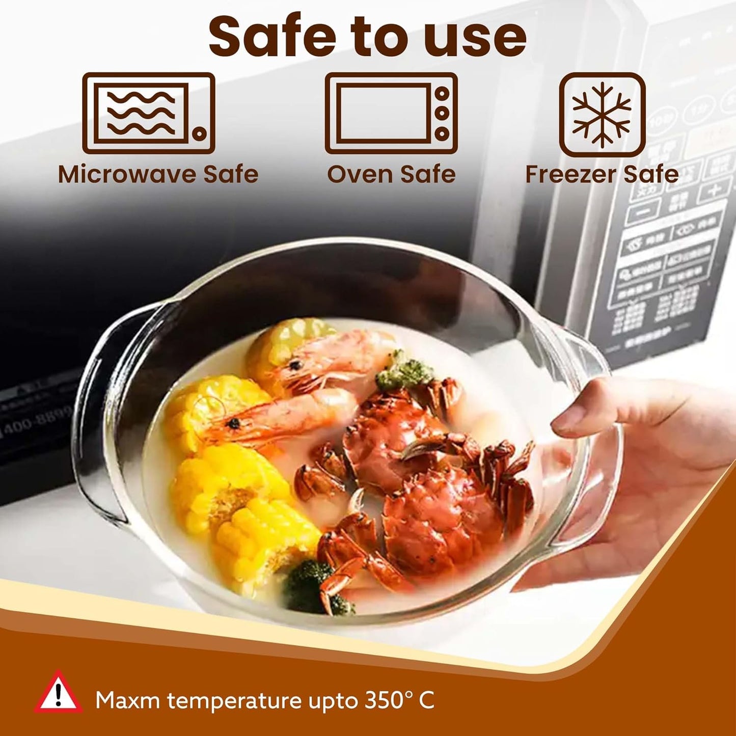 AGARO Elite Borosilicate Glass Casserole with Lid 2000ml | Oven, Microwave & Freezer Safe | Scratch Resistant Serving Bowl