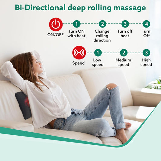 AGARO Deluxe Shiatsu Neck & Back Massager Cushion | 4 Massage Rollers with Heat Therapy | Electric Body Massager for Neck, Shoulder, Back, Waist, Legs & Foot Pain Relief