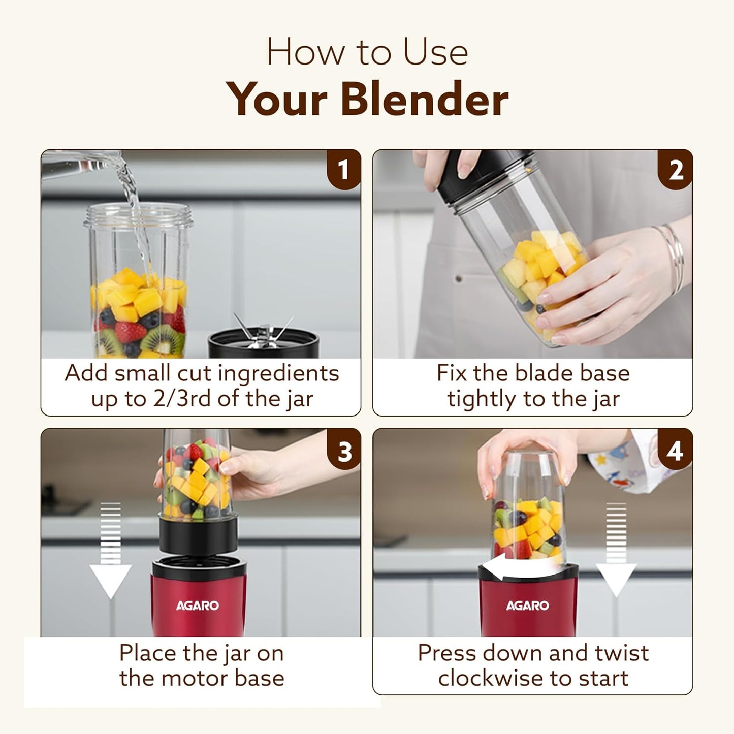 AGARO Regal Nutri Blender 400W with 3 Jars | Smoothie Maker, Juicer & Masala Grinder | 100% Copper Motor 🔥🥤