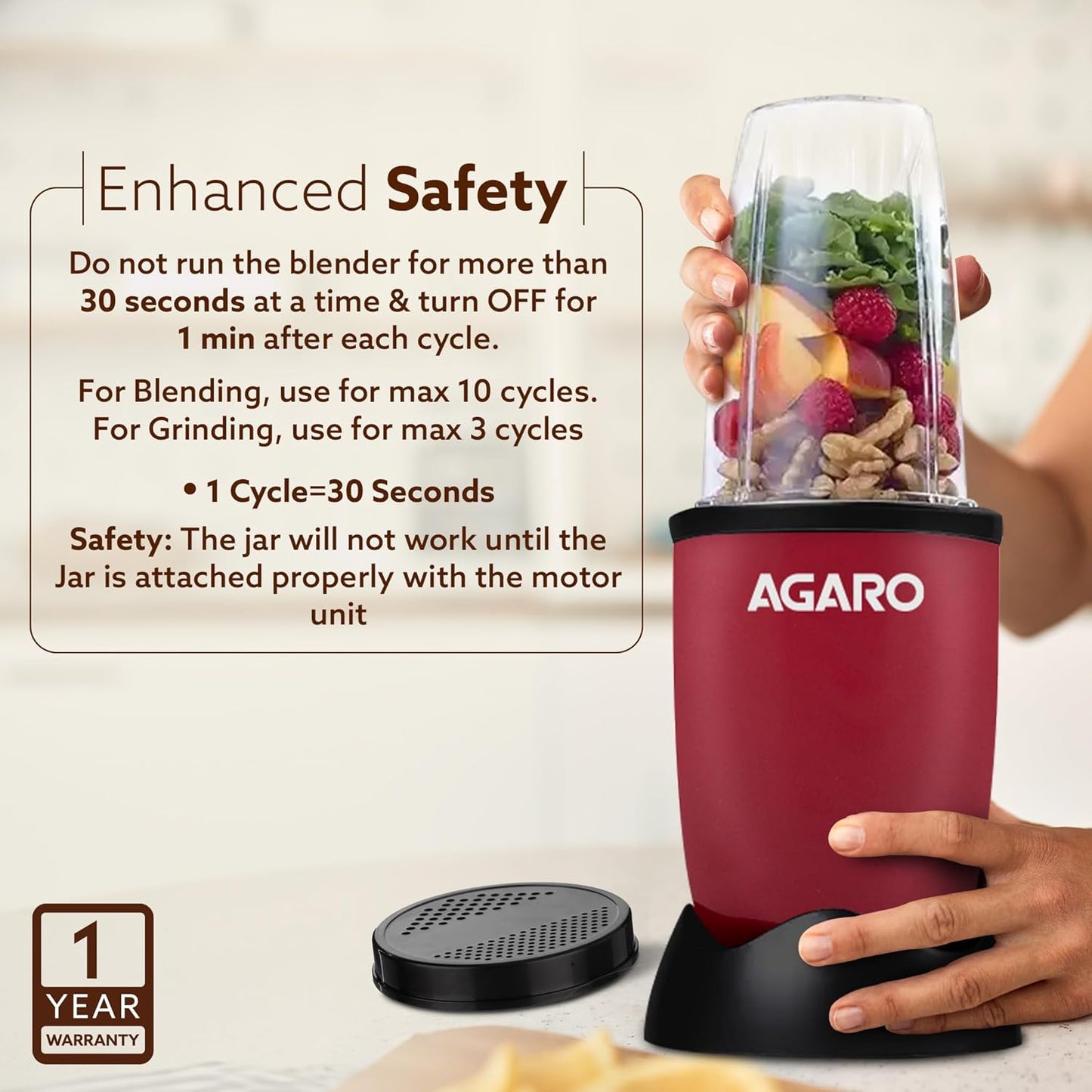AGARO Regal Nutri Blender 400W with 3 Jars | Smoothie Maker, Juicer & Masala Grinder | 100% Copper Motor 🔥🥤