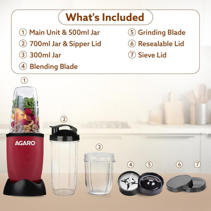 AGARO Regal Nutri Blender 400W with 3 Jars | Smoothie Maker, Juicer & Masala Grinder | 100% Copper Motor 🔥🥤