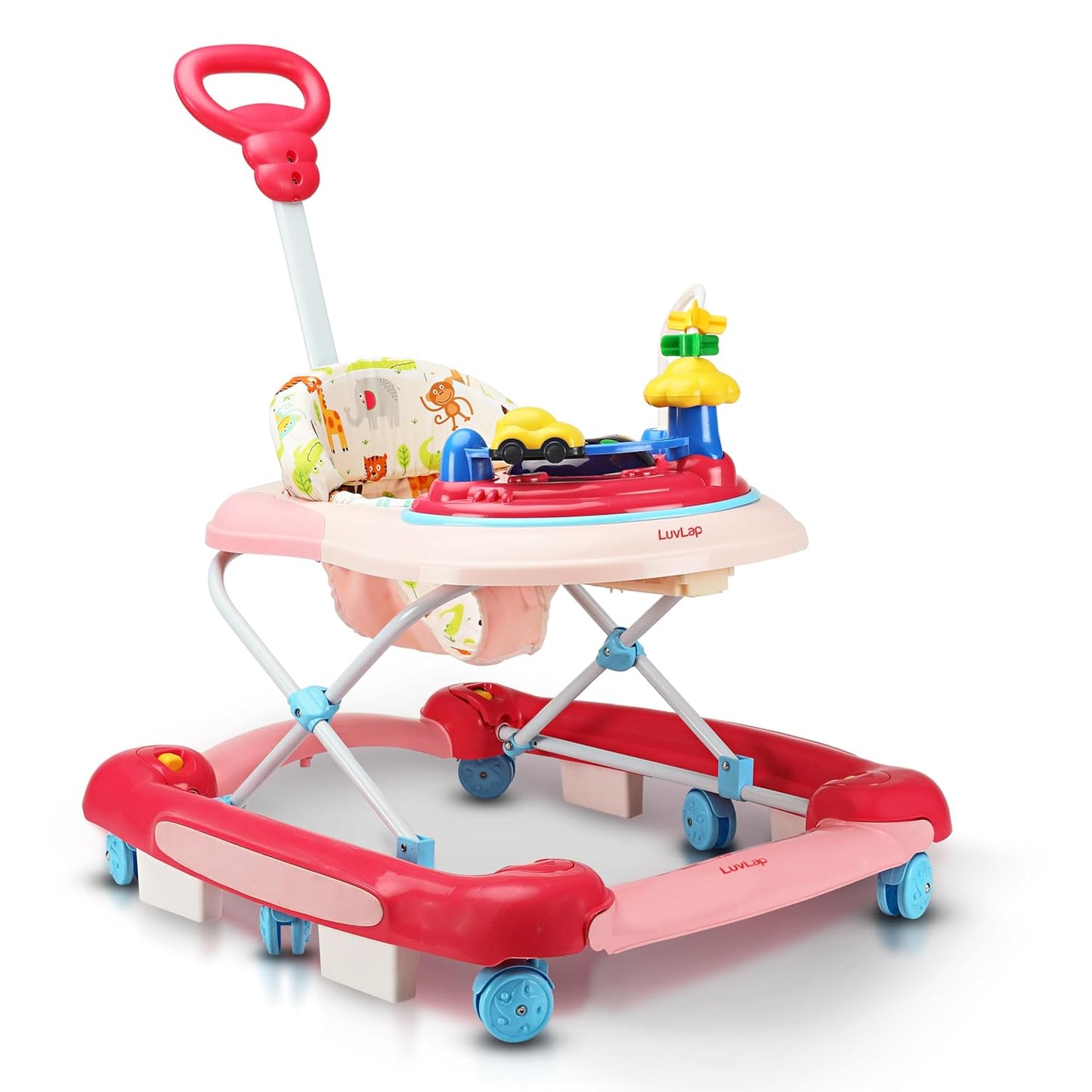 LuvLap Comfy 2-in-1 Baby Walker & Rocker (6–18 Months) | Push Handle, Anti-Fall Safety, Adjustable Height, Music & Lights | FREE AirPods Worth ₹499 🎁