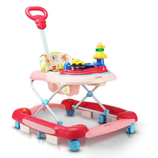 LuvLap Comfy 2-in-1 Baby Walker & Rocker (6–18 Months) | Push Handle, Anti-Fall Safety, Adjustable Height, Music & Lights | FREE AirPods Worth ₹499 🎁