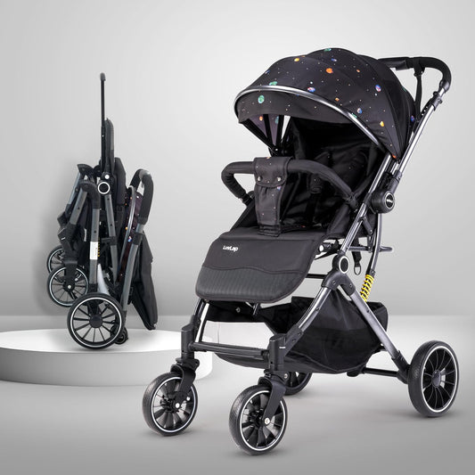 LuvLap Alpha Baby Stroller (0–3 Years) | One-Fold Travel Friendly Pram with Reversible Handle & Recline + FREE AirPods (Worth ₹499) 🎁
