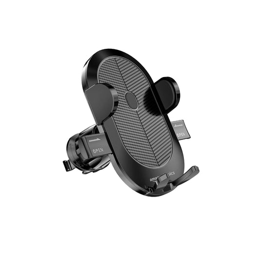 Amazon Basics Universal Car Mobile Holder with One-Touch Lock | Expandable, Rotatable Dashboard Mount | Double Locking System (Black)