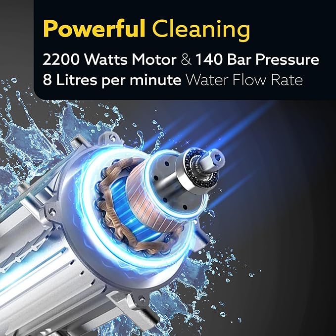 AGARO Supreme Plus Pressure Washer 2200W – 140 Bar High Power Car & Bike Washer with 8M Hose