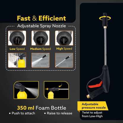 AGARO Supreme Plus Pressure Washer 2200W – 140 Bar High Power Car & Bike Washer with 8M Hose