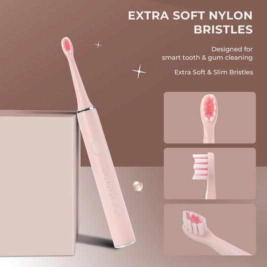 beatXP Vista Sonic Electric Toothbrush for Adults with 2 Brush Heads & 5 Cleaning Modes | Rechargeable Electric Toothbrush | 30000 strokes/min with Long Battery Life