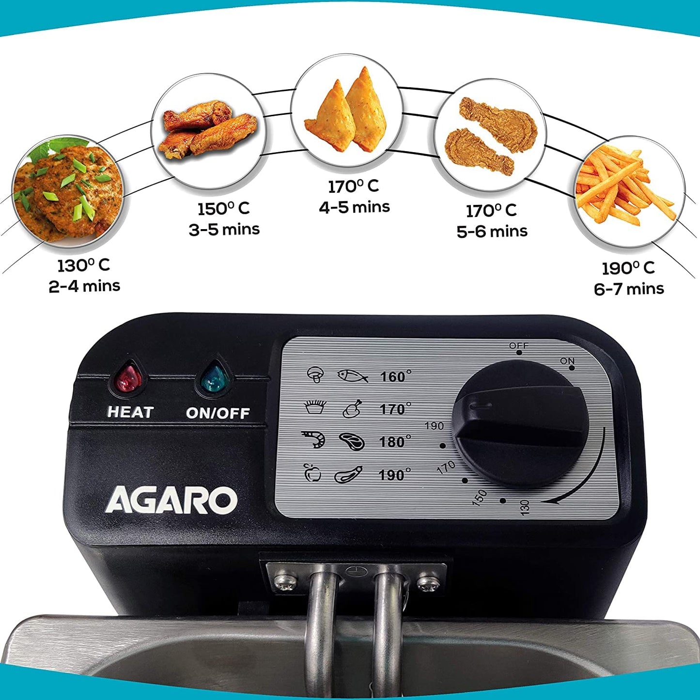 AGARO Marvel 1700W Deep Fryer with 2L Capacity & 3 Temperature Settings – Stainless Steel Deep Fat Fryer for Crispy Fries, Chicken, Snacks & Fast Cooking (Silver)