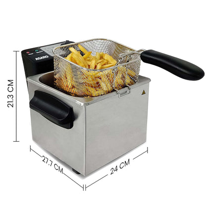 AGARO Marvel 1700W Deep Fryer with 2L Capacity & 3 Temperature Settings – Stainless Steel Deep Fat Fryer for Crispy Fries, Chicken, Snacks & Fast Cooking (Silver)