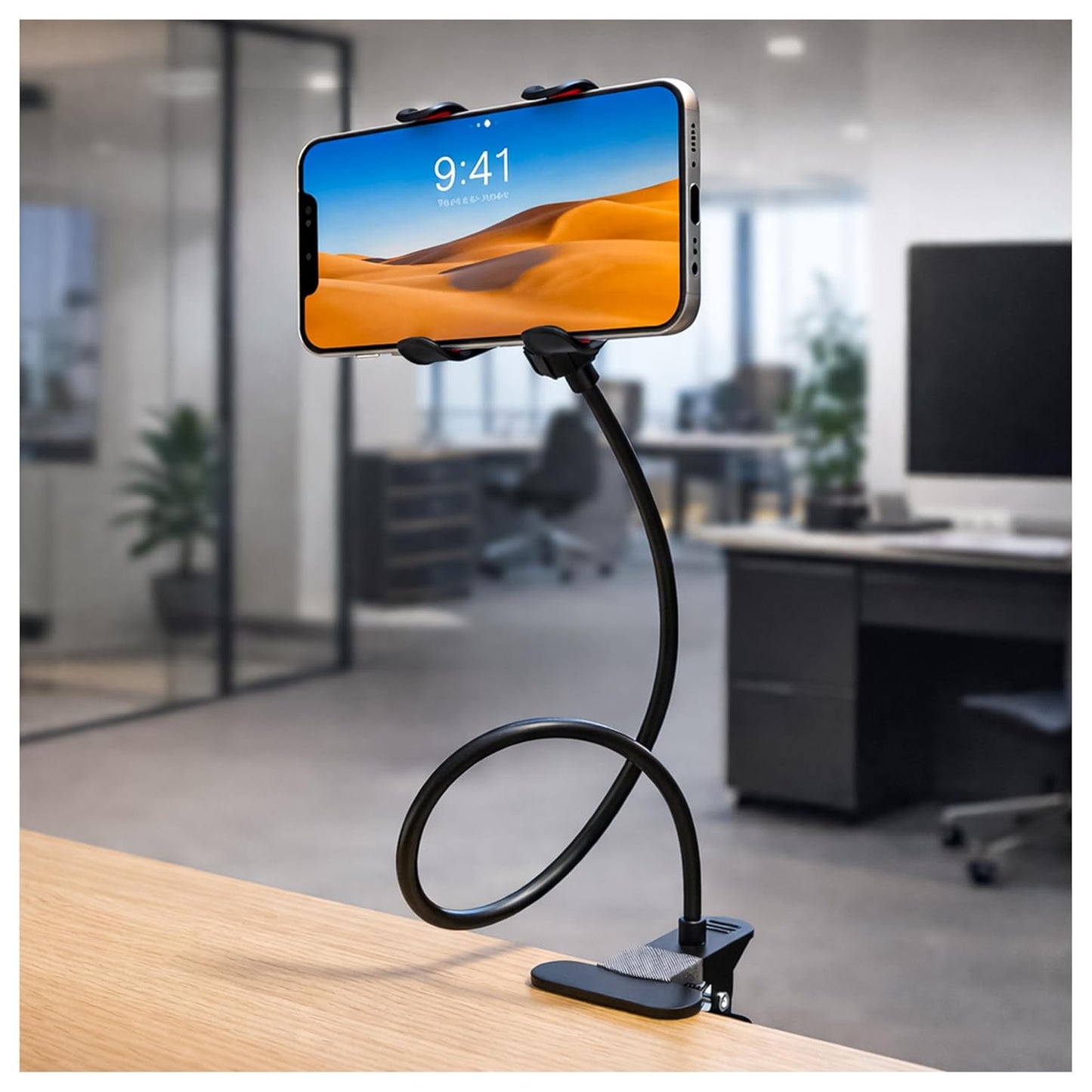 SWAPKART Flexible Mobile Tabletop Stand (2026 Updated) | Heavy Duty Metal Foldable Lazy Bracket | Multi-Angle Clamp Phone Holder (Black)