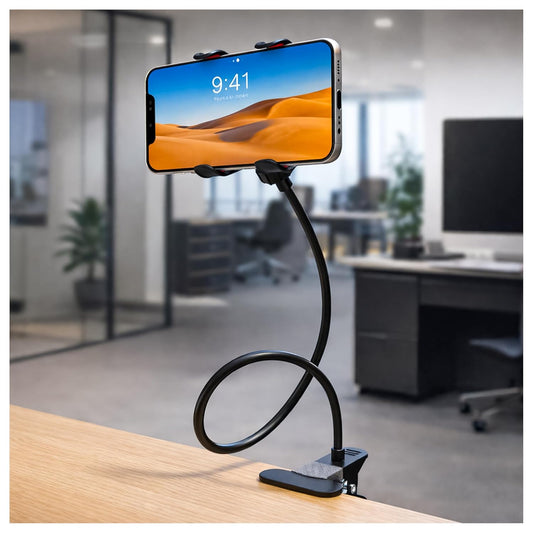 SWAPKART Flexible Mobile Tabletop Stand (2026 Updated) | Heavy Duty Metal Foldable Lazy Bracket | Multi-Angle Clamp Phone Holder (Black)