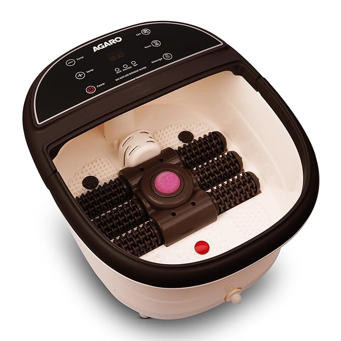 AGARO Royal Automatic Foot Spa Bath Massager with Heat | 6 Massage Rollers | Bubble Therapy | Adjustable Temperature, Speed & Timer | Callus Remover for Relaxing Foot Care
