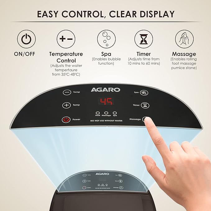 AGARO Royal Automatic Foot Spa Bath Massager with Heat | 6 Massage Rollers | Bubble Therapy | Adjustable Temperature, Speed & Timer | Callus Remover for Relaxing Foot Care