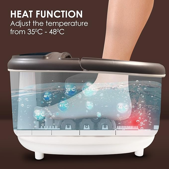 AGARO Royal Automatic Foot Spa Bath Massager with Heat | 6 Massage Rollers | Bubble Therapy | Adjustable Temperature, Speed & Timer | Callus Remover for Relaxing Foot Care