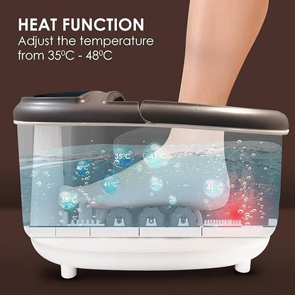 AGARO Royal Automatic Foot Spa Bath Massager with Heat | 6 Massage Rollers | Bubble Therapy | Adjustable Temperature, Speed & Timer | Callus Remover for Relaxing Foot Care