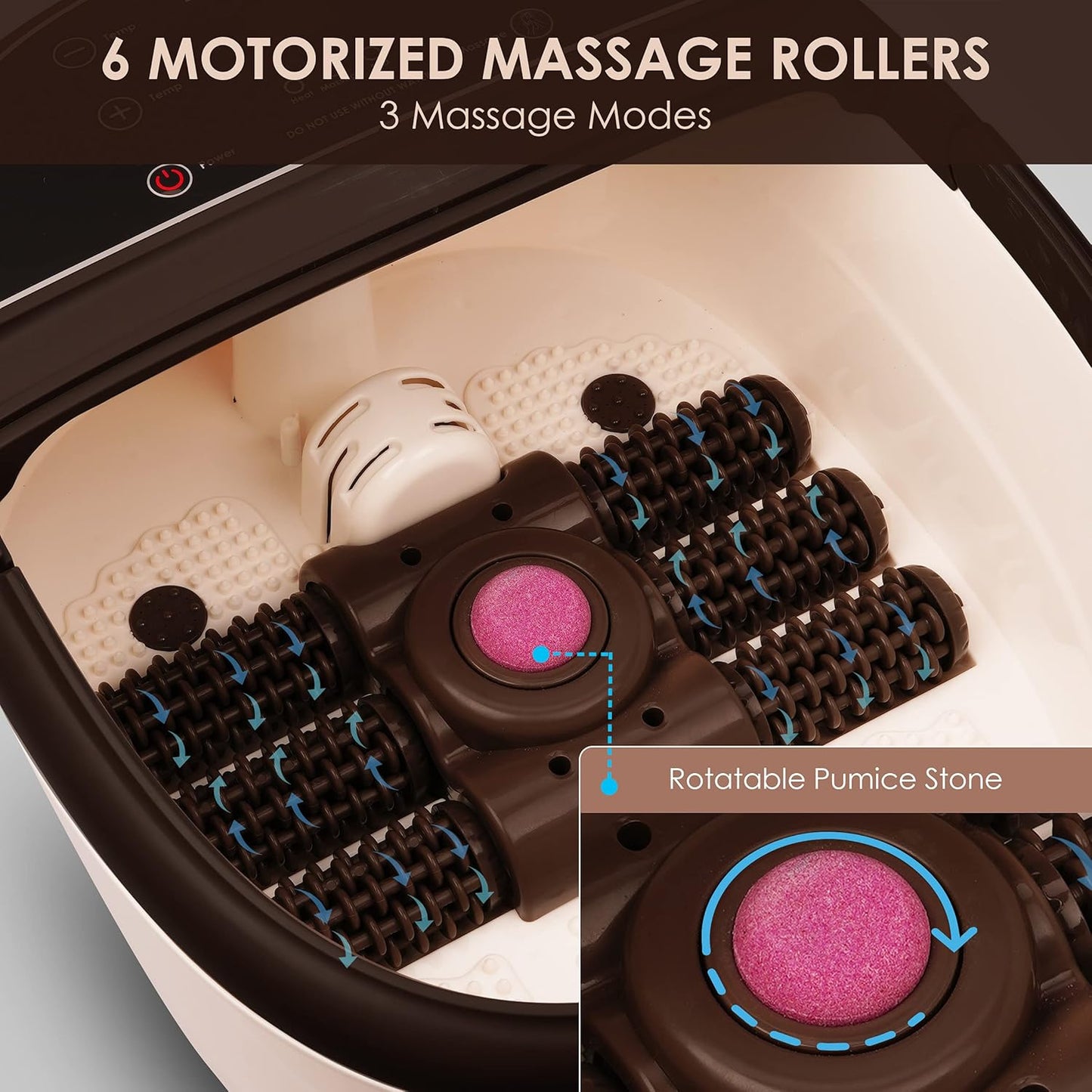 AGARO Royal Automatic Foot Spa Bath Massager with Heat | 6 Massage Rollers | Bubble Therapy | Adjustable Temperature, Speed & Timer | Callus Remover for Relaxing Foot Care