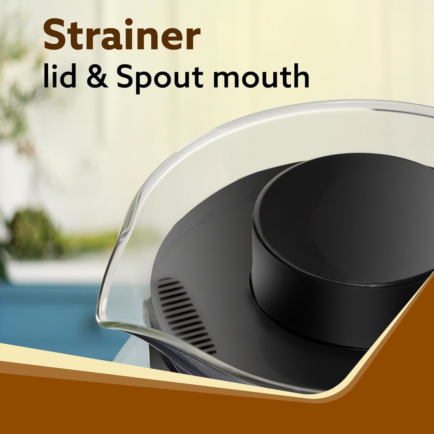 AGARO Elite 1200ml Borosilicate Glass Carafe with Strainer Lid | Microwave Safe, Heat Resistant, Transparent Glass Kettle