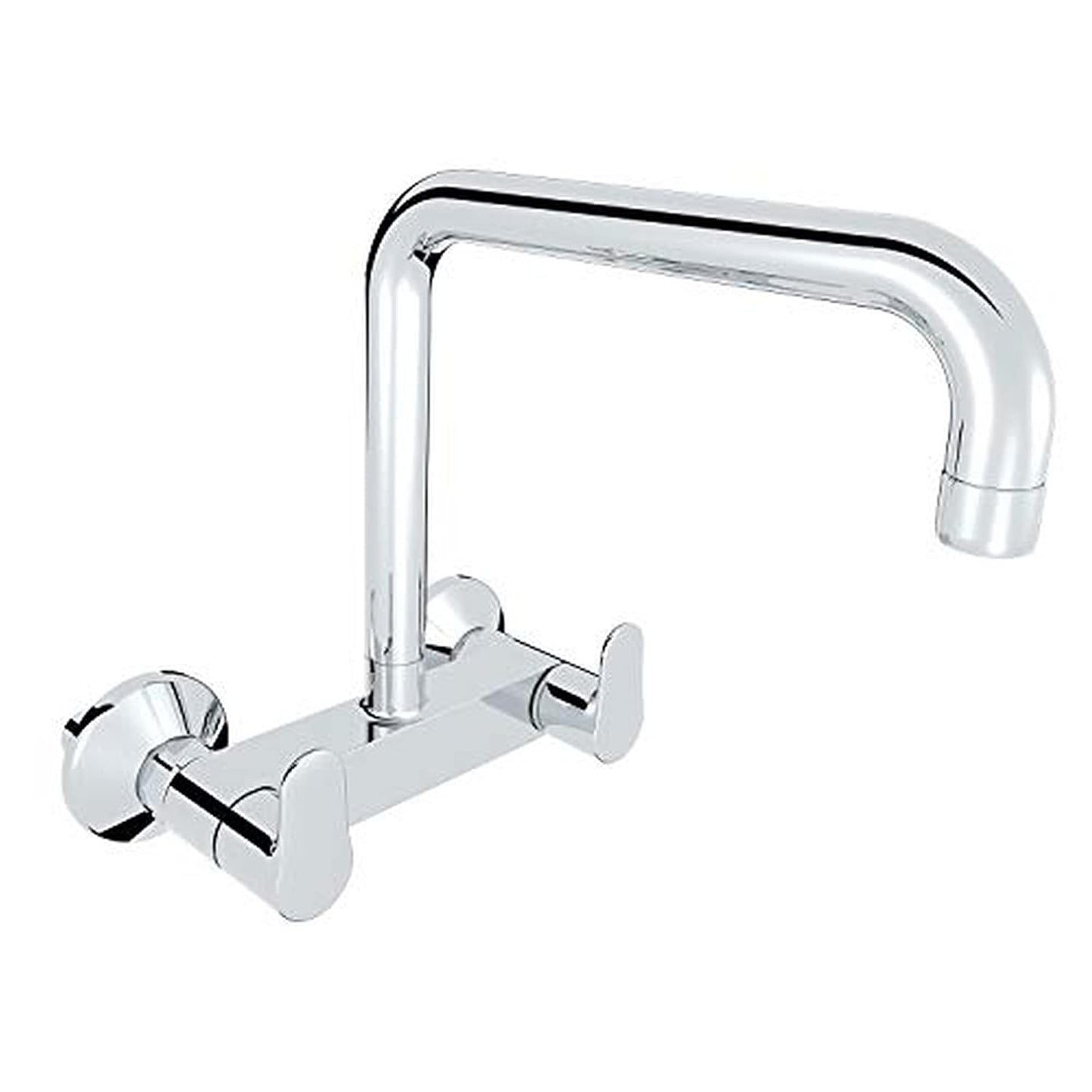 Kohler July Wall Mounted Kitchen Faucet – Polished Chrome Brass Sink Mixer with 360° Swivel High-Arc Spout & Dual Lever Hot/Cold Control