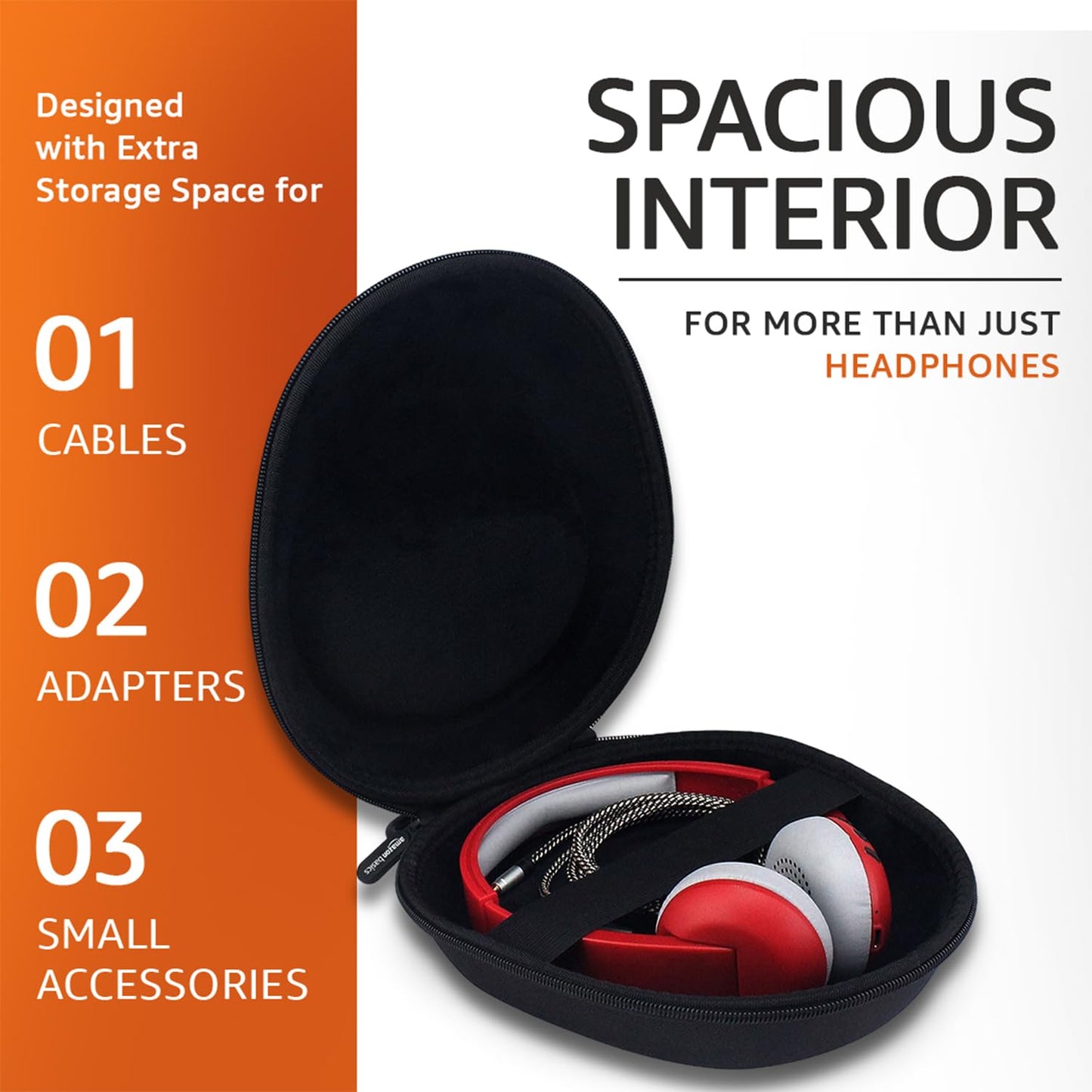 Amazon Basics Headphone Carrying Case | Hard Shell EVA Protective Pouch for Over-Ear Headphones | Shockproof & Water Repellent