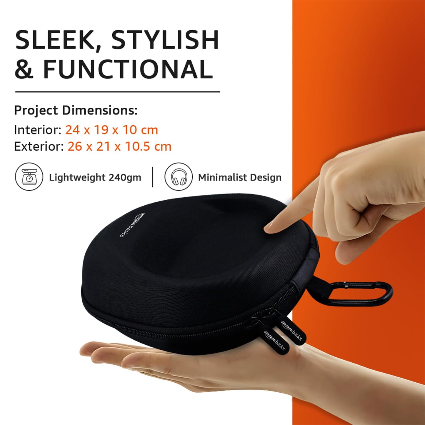 Amazon Basics Headphone Carrying Case | Hard Shell EVA Protective Pouch for Over-Ear Headphones | Shockproof & Water Repellent