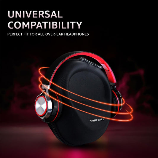 Amazon Basics Headphone Carrying Case | Hard Shell EVA Protective Pouch for Over-Ear Headphones | Shockproof & Water Repellent