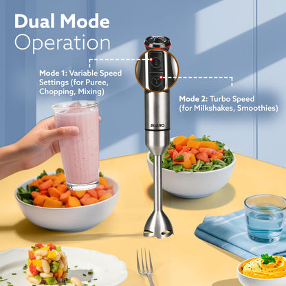 AGARO Grand 1000W Hand Blender with 2 Speed Modes & Speed Regulator – Powerful Stainless Steel Blades for Smooth Blending, Mixing & Pureeing (Black)