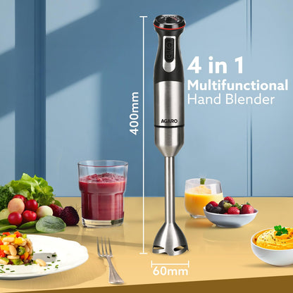 AGARO Grand 1000W Hand Blender with 2 Speed Modes & Speed Regulator – Powerful Stainless Steel Blades for Smooth Blending, Mixing & Pureeing (Black)