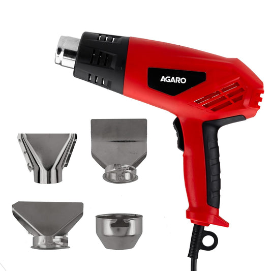AGARO  Heat Gun 2000W HG2120, Dual Temperature and Air Flow Control with 4 Nozzle Attachments, Hot Air Gun Heating helps in Shrink Wrapping, Paint Removal, Wire Shrinking, Crafting