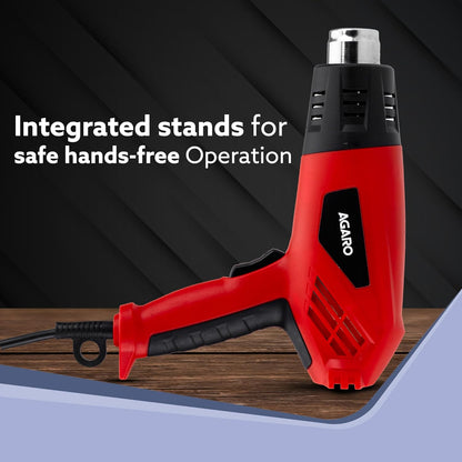 AGARO  Heat Gun 2000W HG2120, Dual Temperature and Air Flow Control with 4 Nozzle Attachments, Hot Air Gun Heating helps in Shrink Wrapping, Paint Removal, Wire Shrinking, Crafting