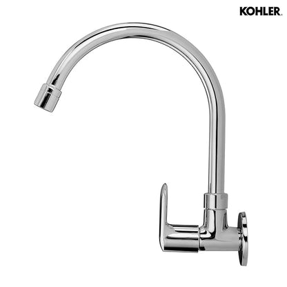 Kohler Kumin Wall-Mount Cold-Only Kitchen Faucet – Premium Zinc Chrome Finish Kitchen Faucet with Swivel Spout for Modern Kitchens