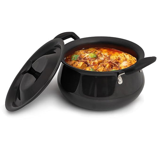 AGARO Elite 3.5L Hard Anodised Handi with Lid | 3mm Thick Biryani Pot | Durable, Non-Toxic Cookware | Gas Stove Compatible | Riveted Handle | 2 Year Warranty