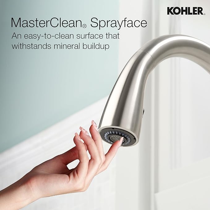 Kohler Malleco Pulldown Sink Tap for Kitchen – Vibrant Stainless Single Lever Kitchen Faucet with Pull-Down Spray, Soap Dispenser & 360° Swivel Spout