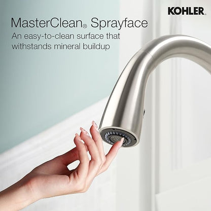 Kohler Malleco Pulldown Sink Tap for Kitchen – Vibrant Stainless Single Lever Kitchen Faucet with Pull-Down Spray, Soap Dispenser & 360° Swivel Spout