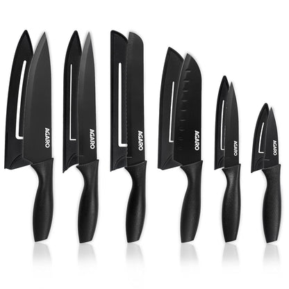 AGARO Royal 6 Pcs Kitchen Knife Set with Cover | High Carbon Stainless Steel Professional Chef Knives for Home & Restaurant Use 🔪✨